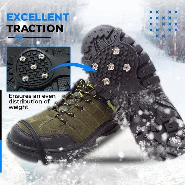 Ramponi per scarponi da trekking, Tacchetti da ghiaccio per scarponi e scarpe, Tacchetti da neve con punte in acciaio, Manopole da ghiaccio per scarpe