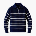 Pullover da uomo con mezza zip e superficie rigata