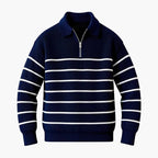 Pullover da uomo con mezza zip e superficie rigata