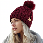 Cappello invernale da donna con pompon e fodera