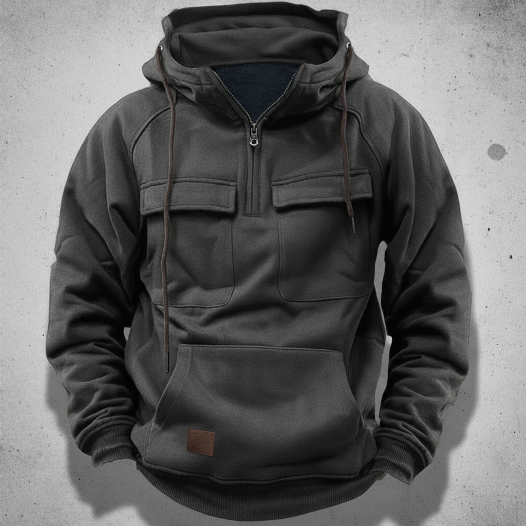 Felpa da Uomo con Mezza Zip e Cappuccio – Comoda e Pratica