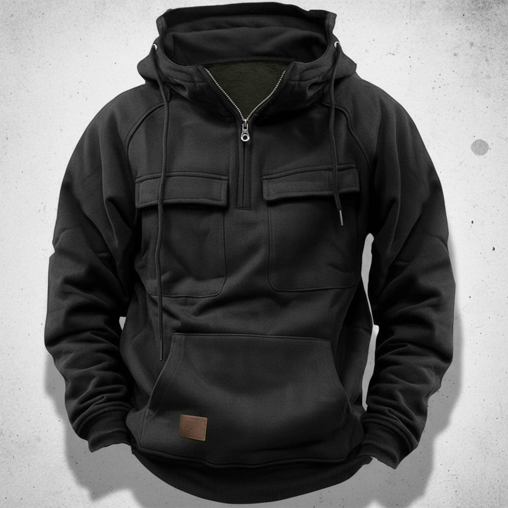 Felpa da Uomo con Mezza Zip e Cappuccio – Comoda e Pratica