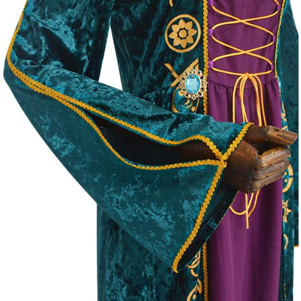 Abito medievale in velluto | Abito rinascimentale color smeraldo e viola
