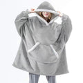 Felpa con cappuccio oversize Sherpa Fleece Deken Grijs Roze Zwart Blauw Geruit Rood Extra Warm en Zacht One Size Loungewear Huisdeken met Capuchon en Zakken
