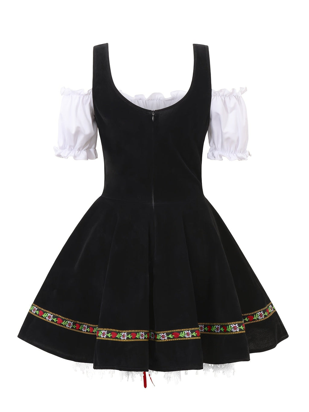 Abito da costume bavarese di Halloween taglie forti da donna | Mini outfit con maniche a sbuffo