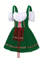Abito da costume bavarese di Halloween taglie forti da donna | Mini outfit con maniche a sbuffo