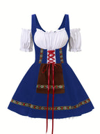 Abito da costume bavarese di Halloween taglie forti da donna | Mini outfit con maniche a sbuffo