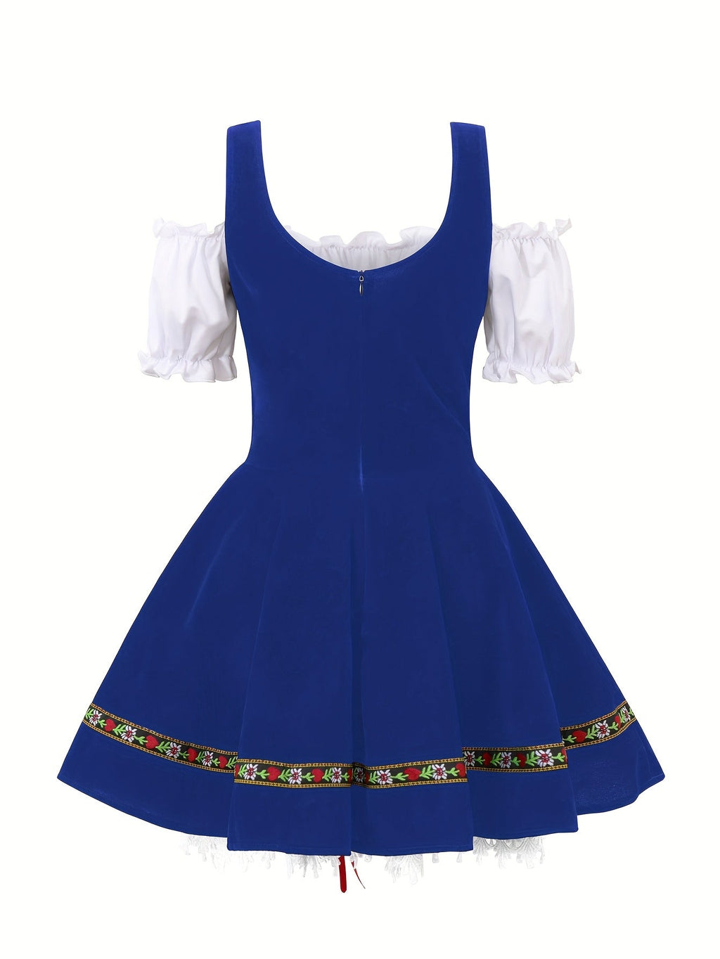 Abito da costume bavarese di Halloween taglie forti da donna | Mini outfit con maniche a sbuffo