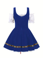 Abito da costume bavarese di Halloween taglie forti da donna | Mini outfit con maniche a sbuffo
