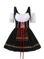 Abito da costume bavarese di Halloween taglie forti da donna | Mini outfit con maniche a sbuffo