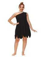Abito costume di Halloween monospalla taglie forti da donna | Mini vestito preistorico