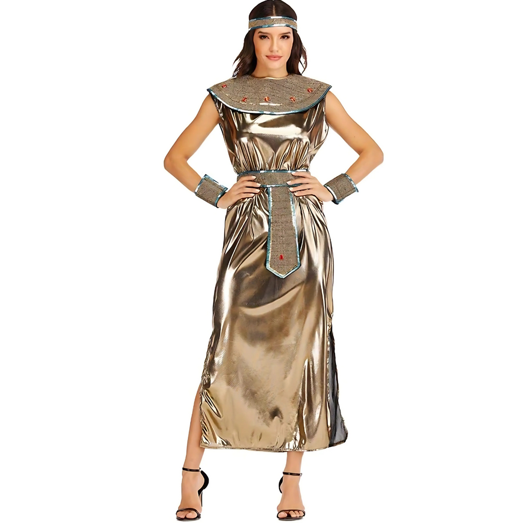 Abito elegante per costume di Halloween Cleopatra da donna | Abito lungo