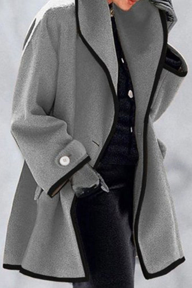 Cappotto elegante in misto lana | Giacca lunga con finiture a contrasto
