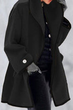 Cappotto elegante in misto lana | Giacca lunga con finiture a contrasto