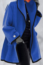 Cappotto elegante in misto lana | Giacca lunga con finiture a contrasto
