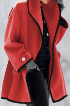Cappotto elegante in misto lana | Giacca lunga con finiture a contrasto