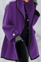 Cappotto elegante in misto lana | Giacca lunga con finiture a contrasto