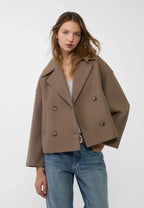 Giacca corta doppiopetto | Design oversize in misto lana