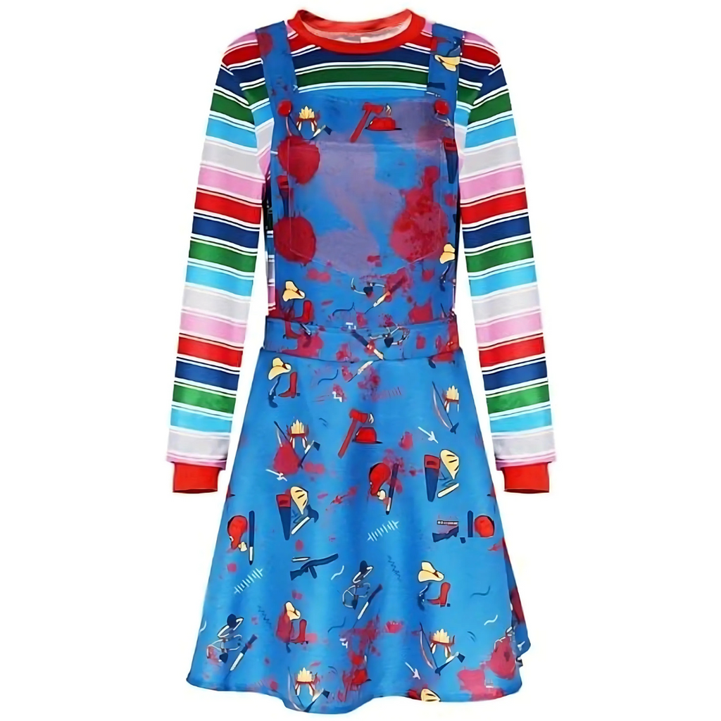Abito da costume di Halloween spaventoso da donna | Mini outfit a maniche lunghe