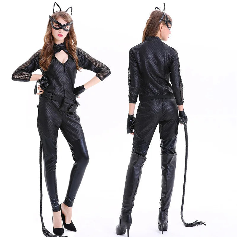 Catsuit per costume di Halloween da donna | Completo intero lucido a maniche lunghe