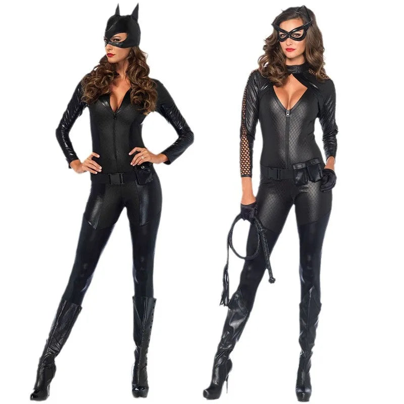 Catsuit per costume di Halloween da donna | Completo intero lucido a maniche lunghe