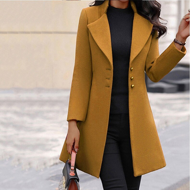 Cappotto classico in misto lana | Metà coscia su misura con risvolto dentellato