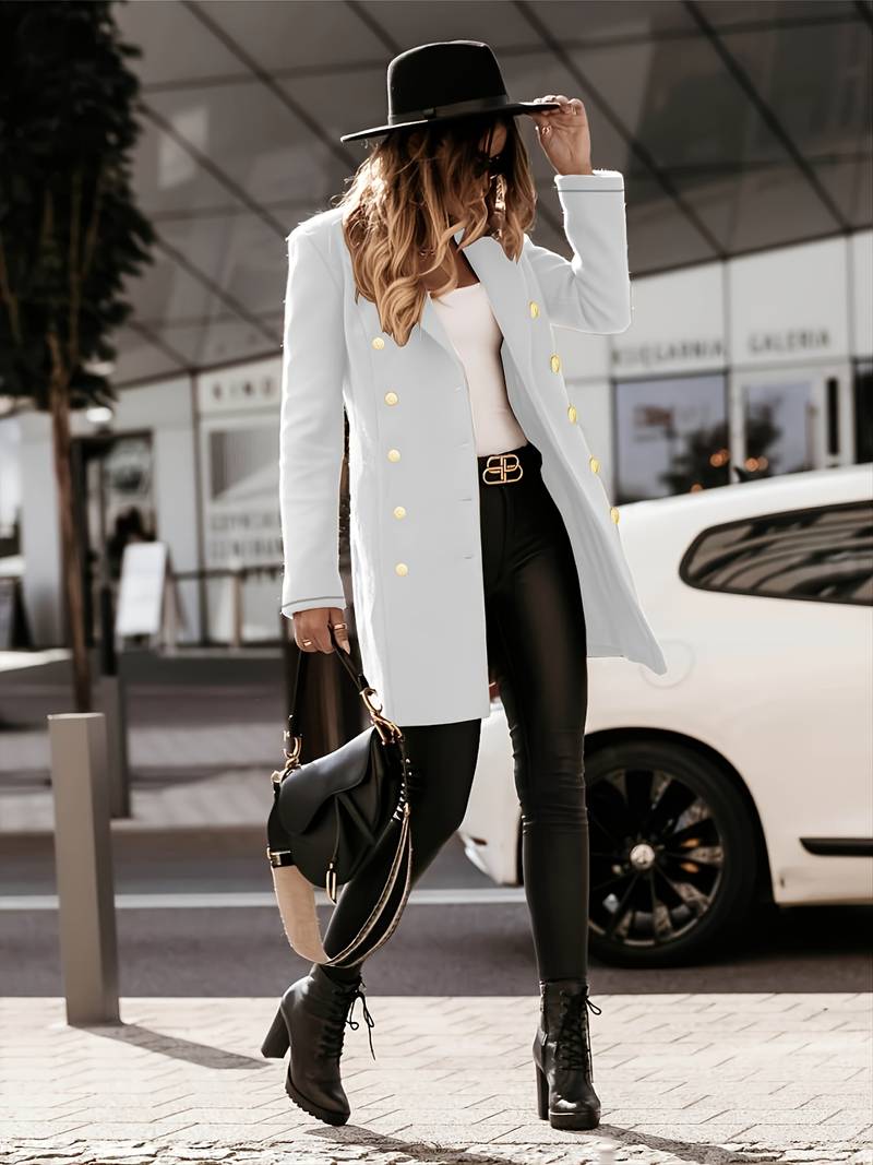 Cappotto invernale classico in lana | Design con bottoni dorati a doppio petto