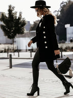 Cappotto invernale classico in lana | Design con bottoni dorati a doppio petto