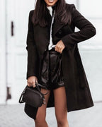 Cappotto lungo classico in misto lana | Design cammello doppiopetto