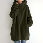 Calda felpa con cappuccio lunga da donna - Stratificazione in pile oversize