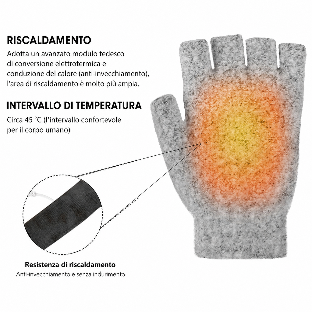 Guanti riscaldati a onde calde ricaricabili tramite USB