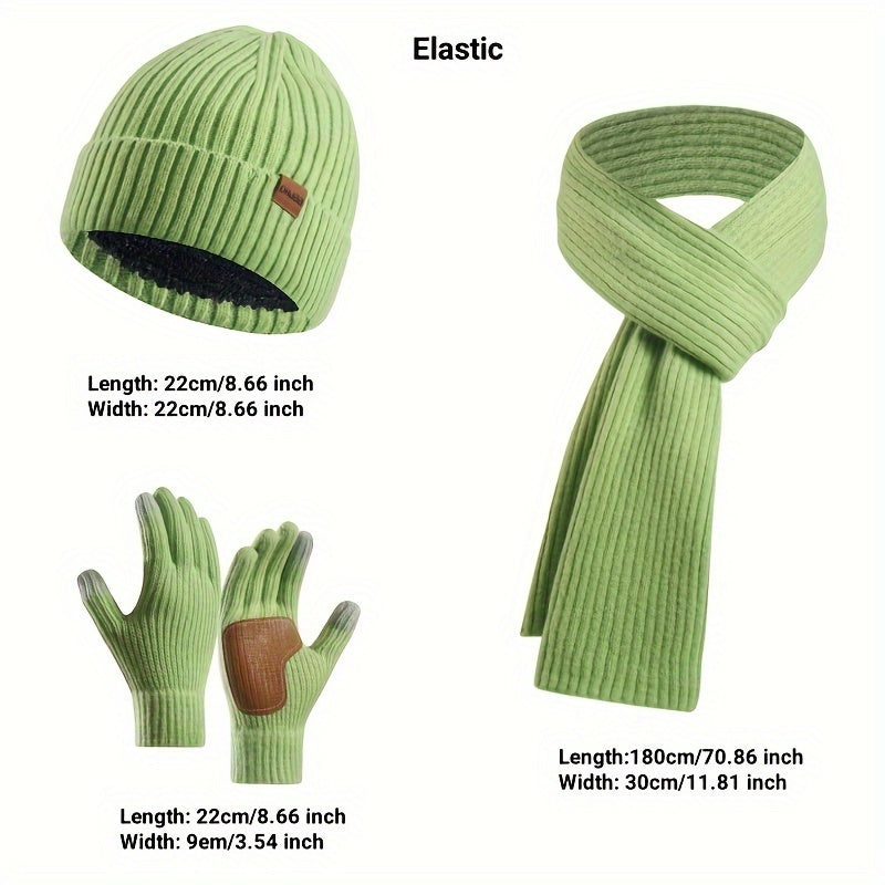 Set invernale gioioso: cappello, sciarpa e guanti per coppie