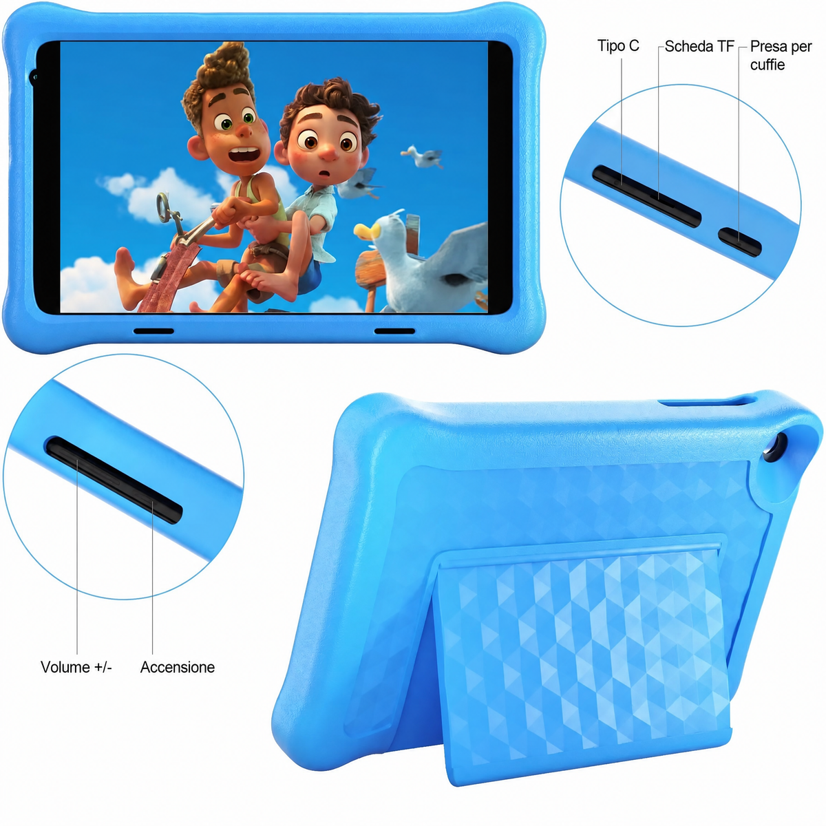 Tablet educativo da 8 pollici per bambini con controllo genitori e protezione per gli occhi