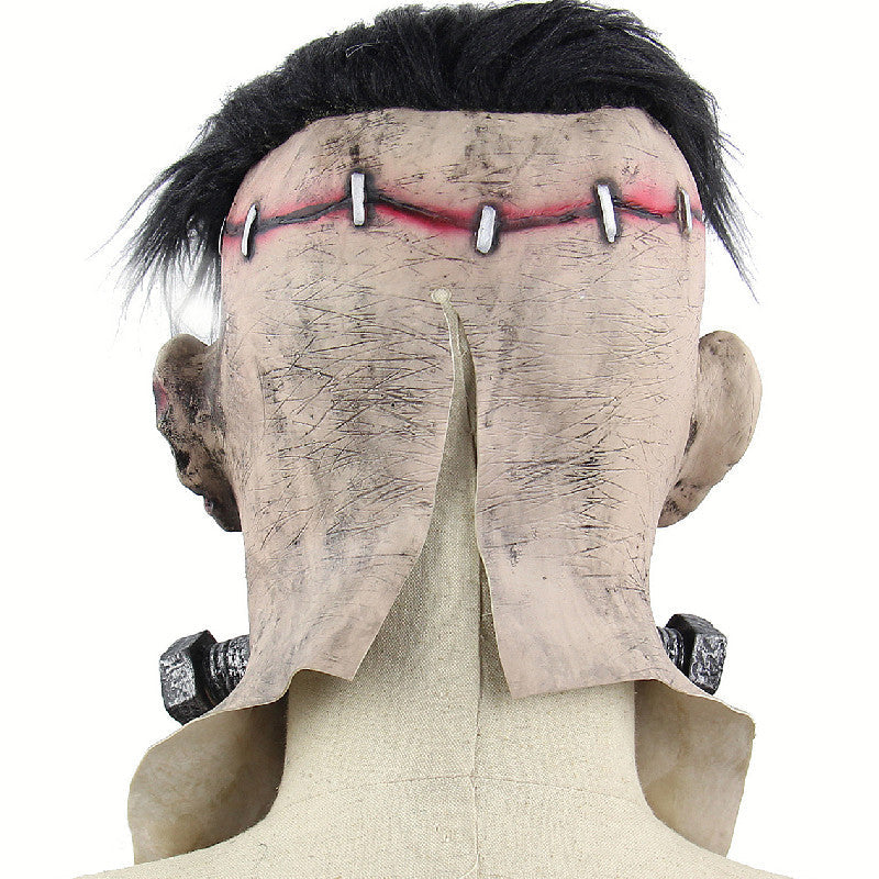 Costume da zombie spaventoso con maschera di Halloween in lattice a testa intera