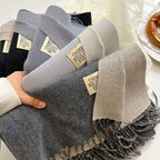 Calda sciarpa da donna - Inverno reversibile in cashmere con frange