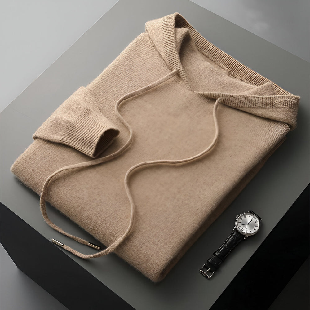 Pullover con cappuccio Herren Merino Wolle Strick