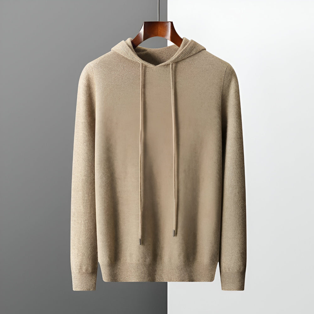 Pullover con cappuccio Herren Merino Wolle Strick