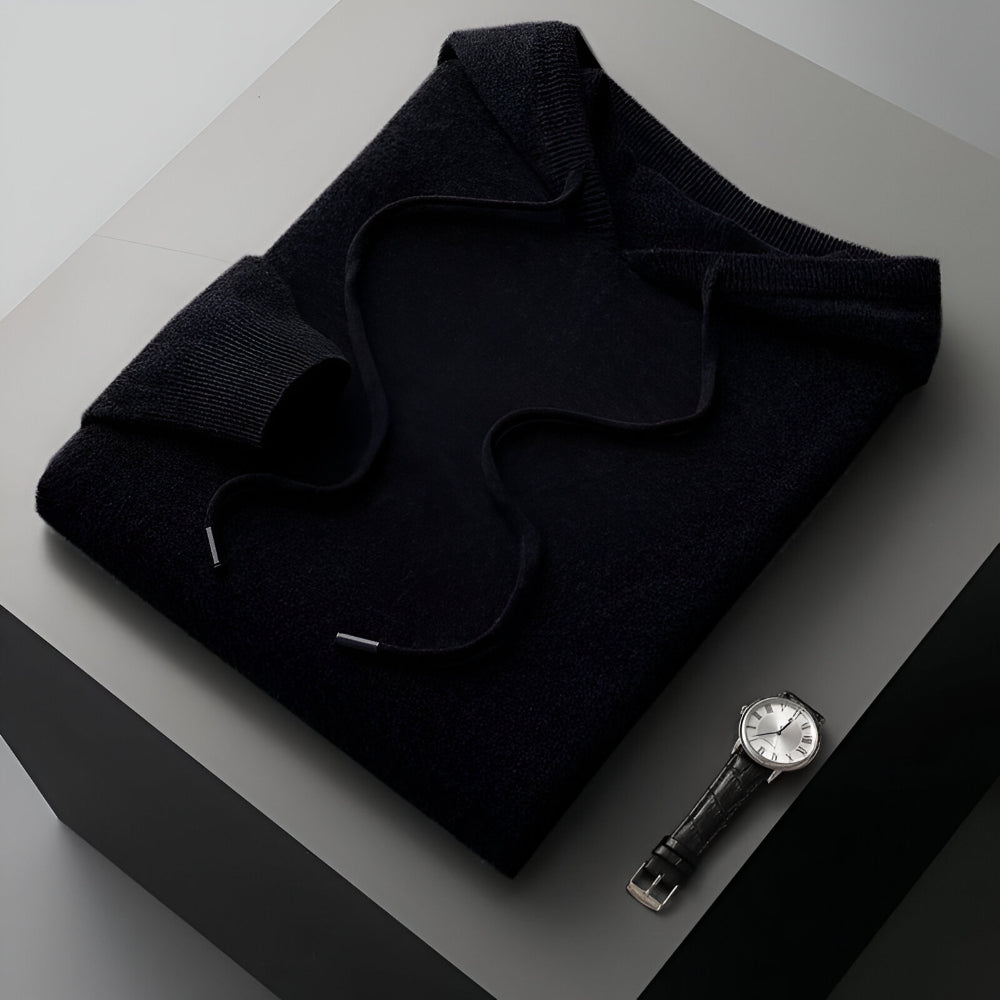Pullover con cappuccio Herren Merino Wolle Strick