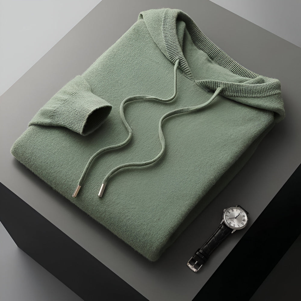 Pullover con cappuccio Herren Merino Wolle Strick