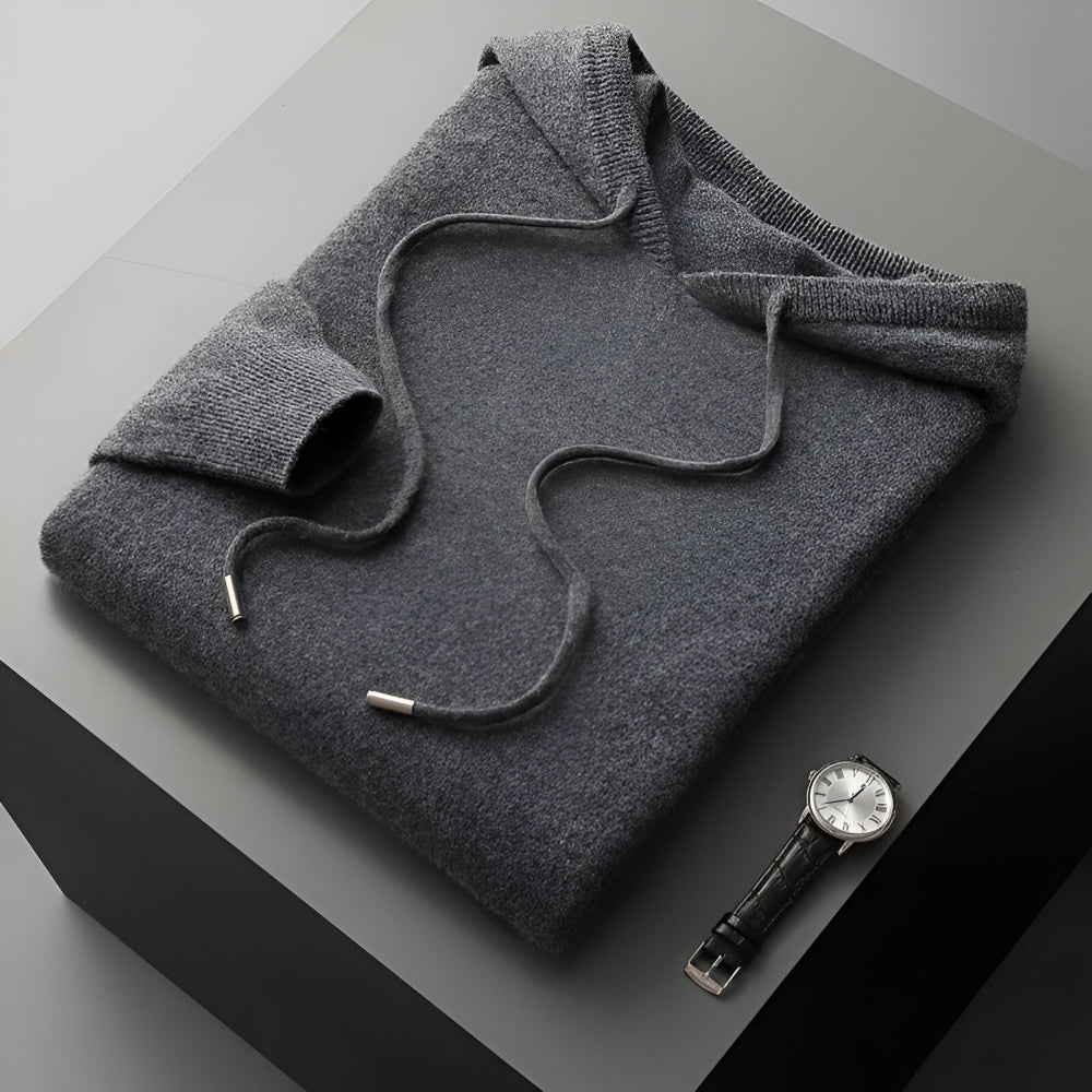 Pullover con cappuccio Herren Merino Wolle Strick