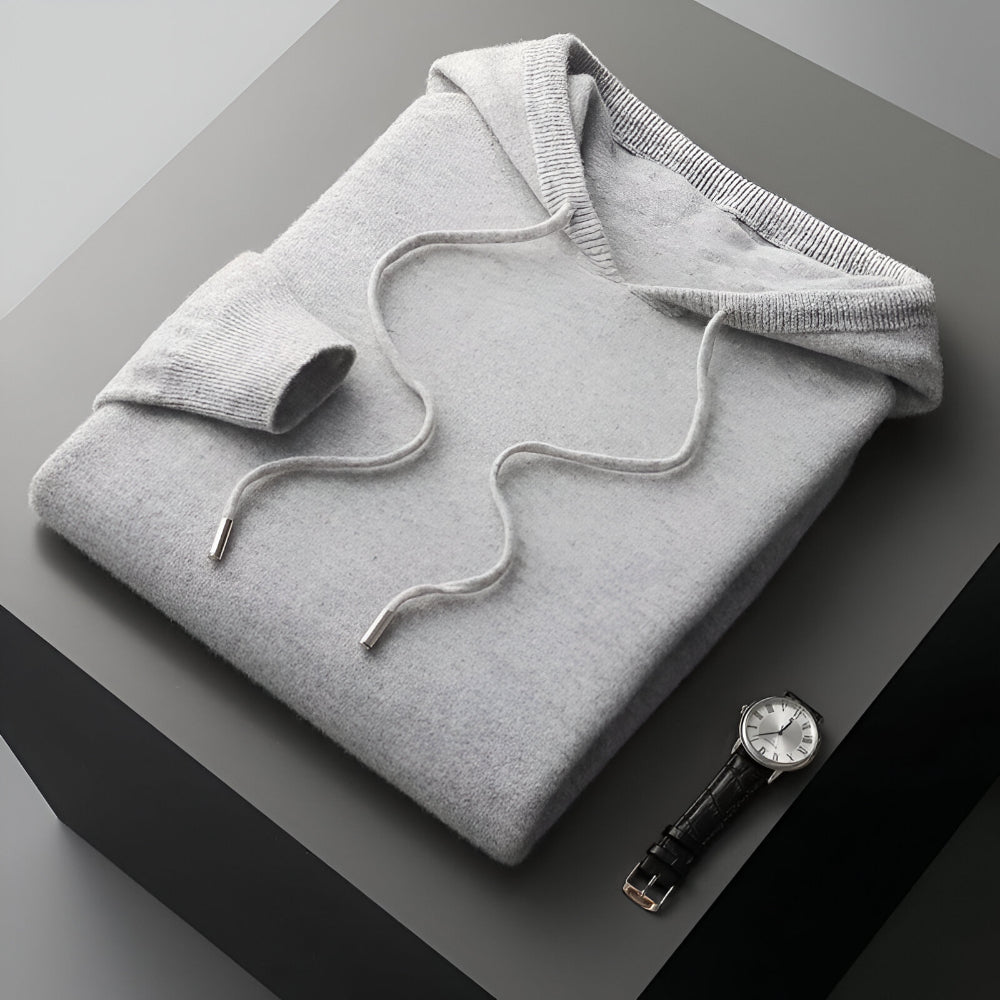Pullover con cappuccio Herren Merino Wolle Strick