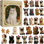 Calendario dell'Avvento CatChristmas | 24 figurine festive di gatti in acrilico per il divertimento natalizio