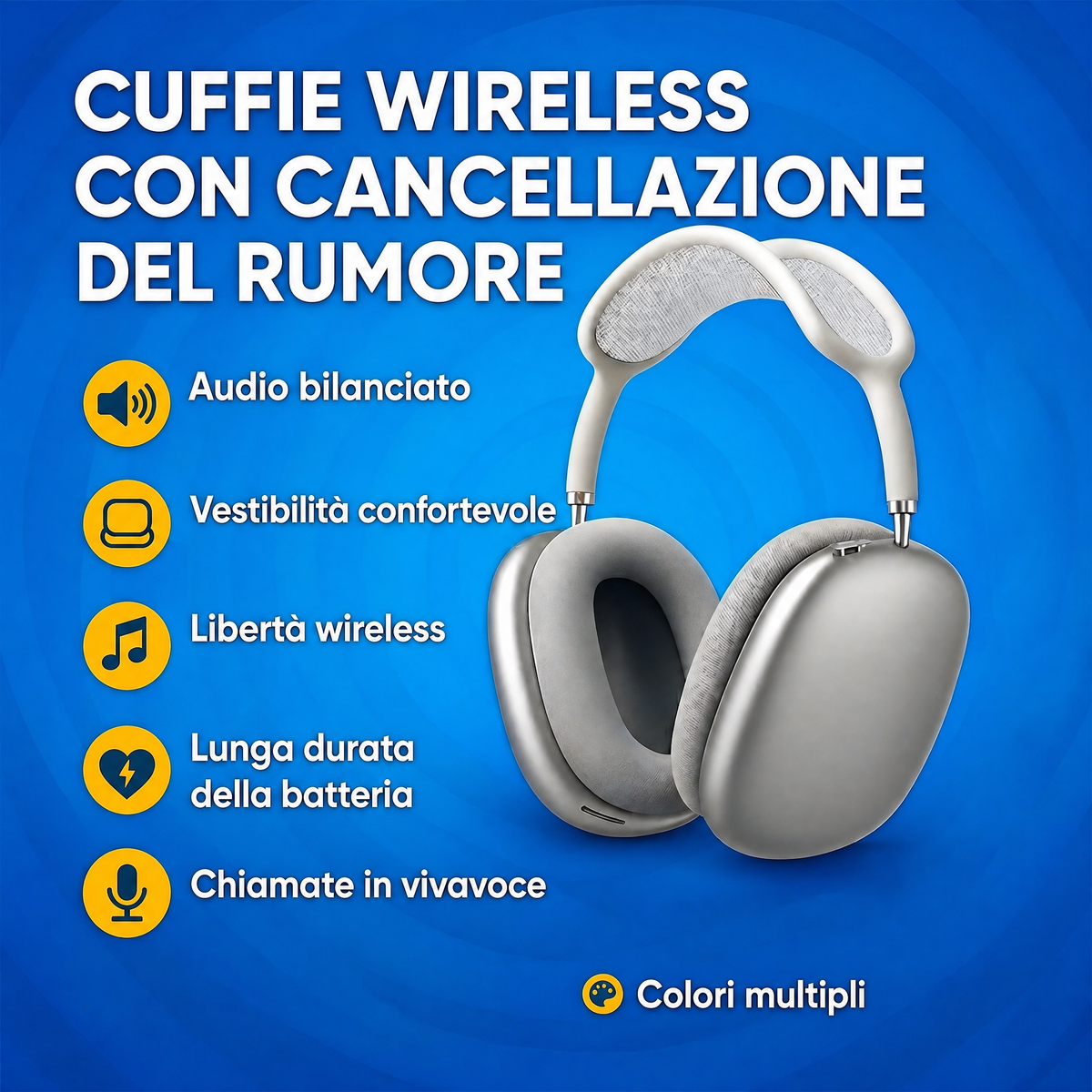 Cuffie Noise Cancelling Wireless Over-Ear Bluetooth Audio