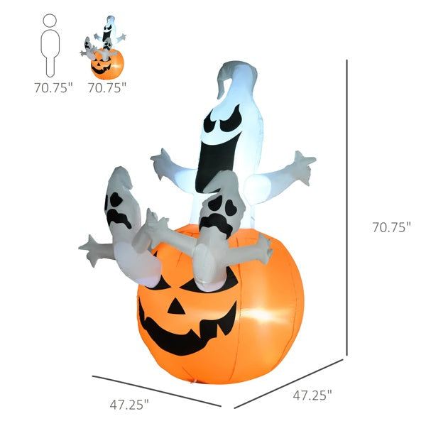Zucca Gonfiabile Della Decorazione Di Halloween Con I Fantasmi LED
