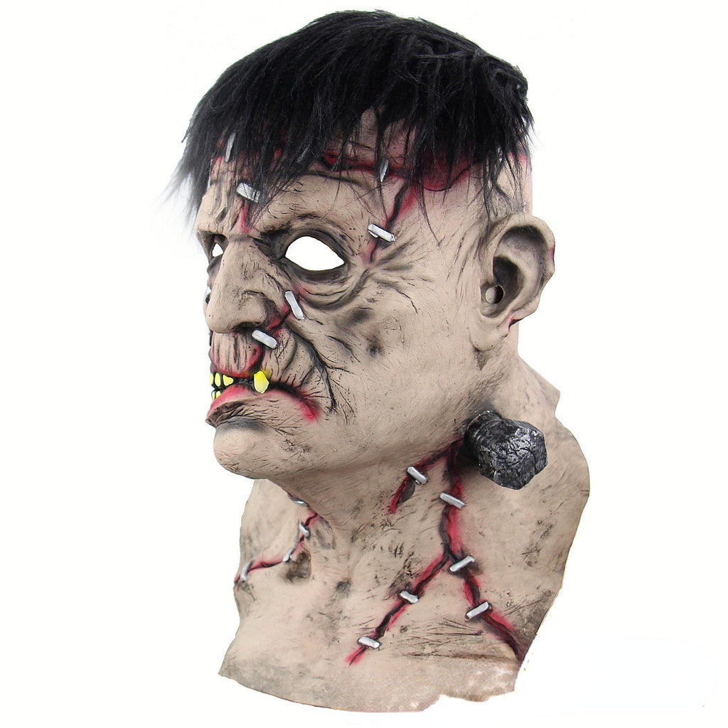 Costume da zombie spaventoso con maschera di Halloween in lattice a testa intera