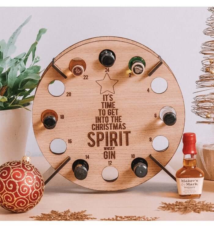 Albero calendario dell’Avvento di Natale | Portabirra e portavino in legno | Betulla riutilizzabile