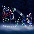 Animated LED Snowball Fight Light | Decorazione natalizia da esterno con pupazzo di neve e pinguino