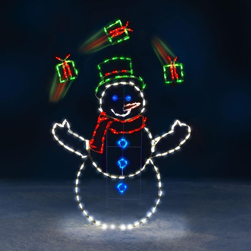 Animated LED Snowball Fight Light | Decorazione natalizia da esterno con pupazzo di neve e pinguino