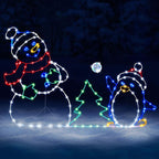 Animated LED Snowball Fight Light | Decorazione natalizia da esterno con pupazzo di neve e pinguino