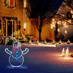 Animated LED Snowball Fight Light | Decorazione natalizia da esterno con pupazzo di neve e pinguino